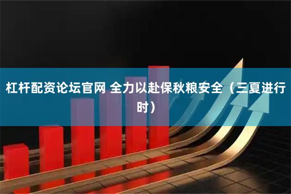 杠杆配资论坛官网 全力以赴保秋粮安全（三夏进行时）